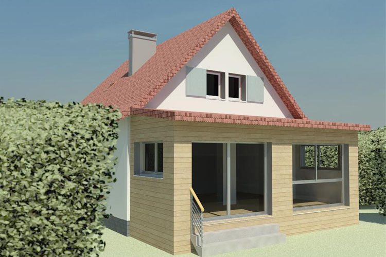 perspective 3D extension maison individuelle