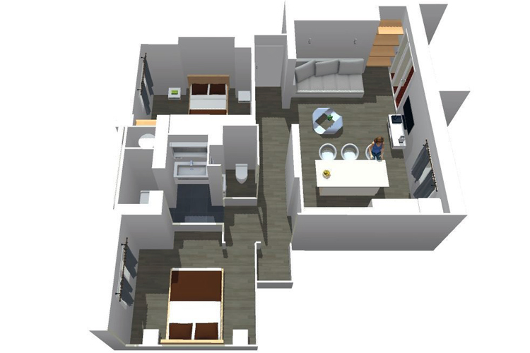 Simulation 3D Vue dessus