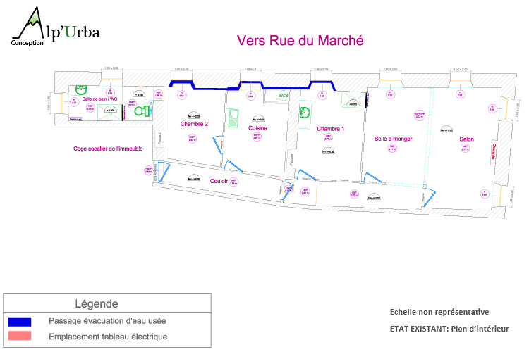 Plan intérieur Etat existant relevé bâtiment