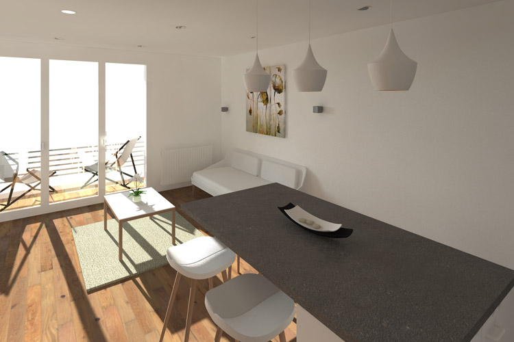 Simulation 3D Vue salon